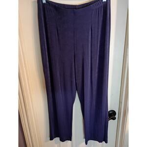 Chicos Travers Pull On Pants Navy Liquid Knit Slinky Sz 2 R